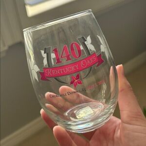 Kentucky Derby Stemless Wine Glass (2014) Churchill Downs 140 Kentucky Oaks NEW